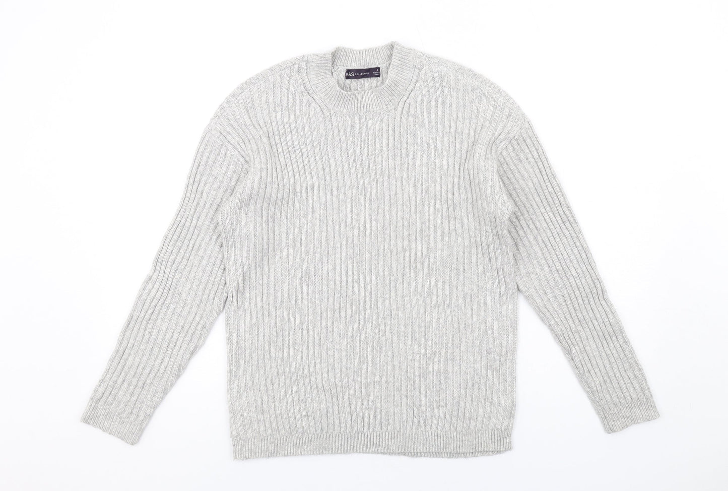 Marks and Spencer Womens Grey Mock Neck Polyester Pullover Jumper Size S