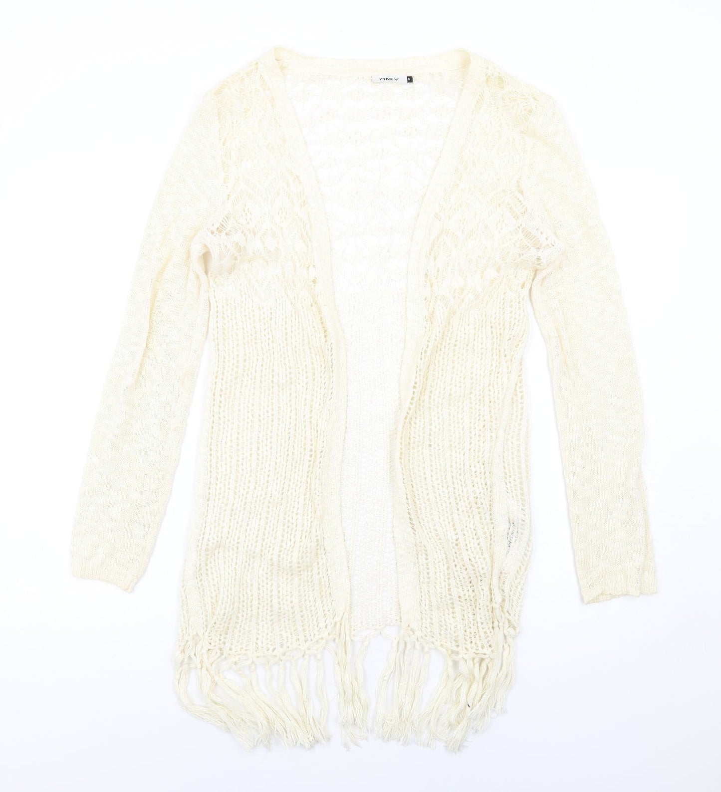 Only Womens Ivory V-Neck Cotton Cardigan Jumper Size S