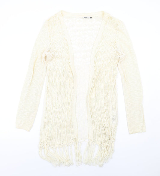 Only Womens Ivory V-Neck Cotton Cardigan Jumper Size S