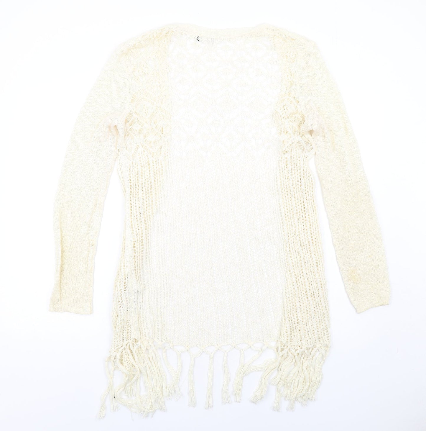 Only Womens Ivory V-Neck Cotton Cardigan Jumper Size S