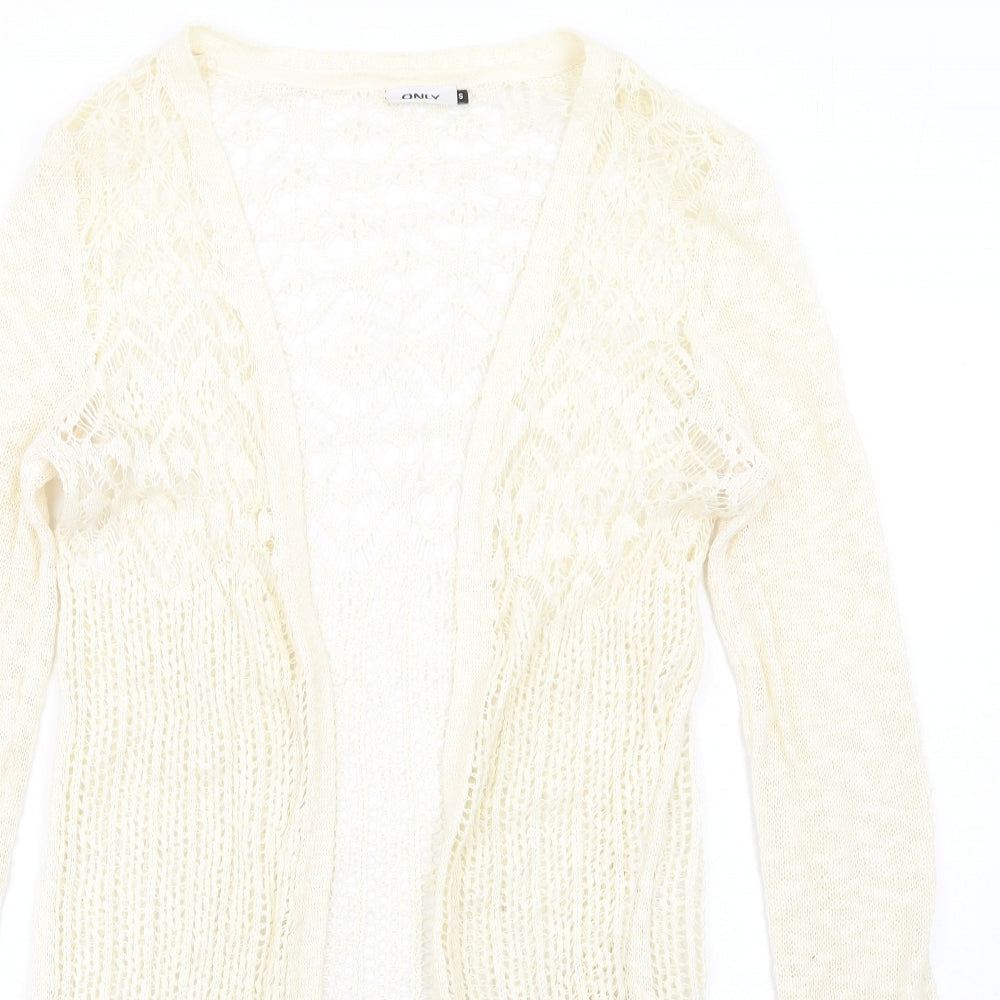 Only Womens Ivory V-Neck Cotton Cardigan Jumper Size S