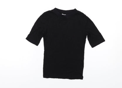 Collusion Womens Black Cotton Basic T-Shirt Size 4 Mock Neck