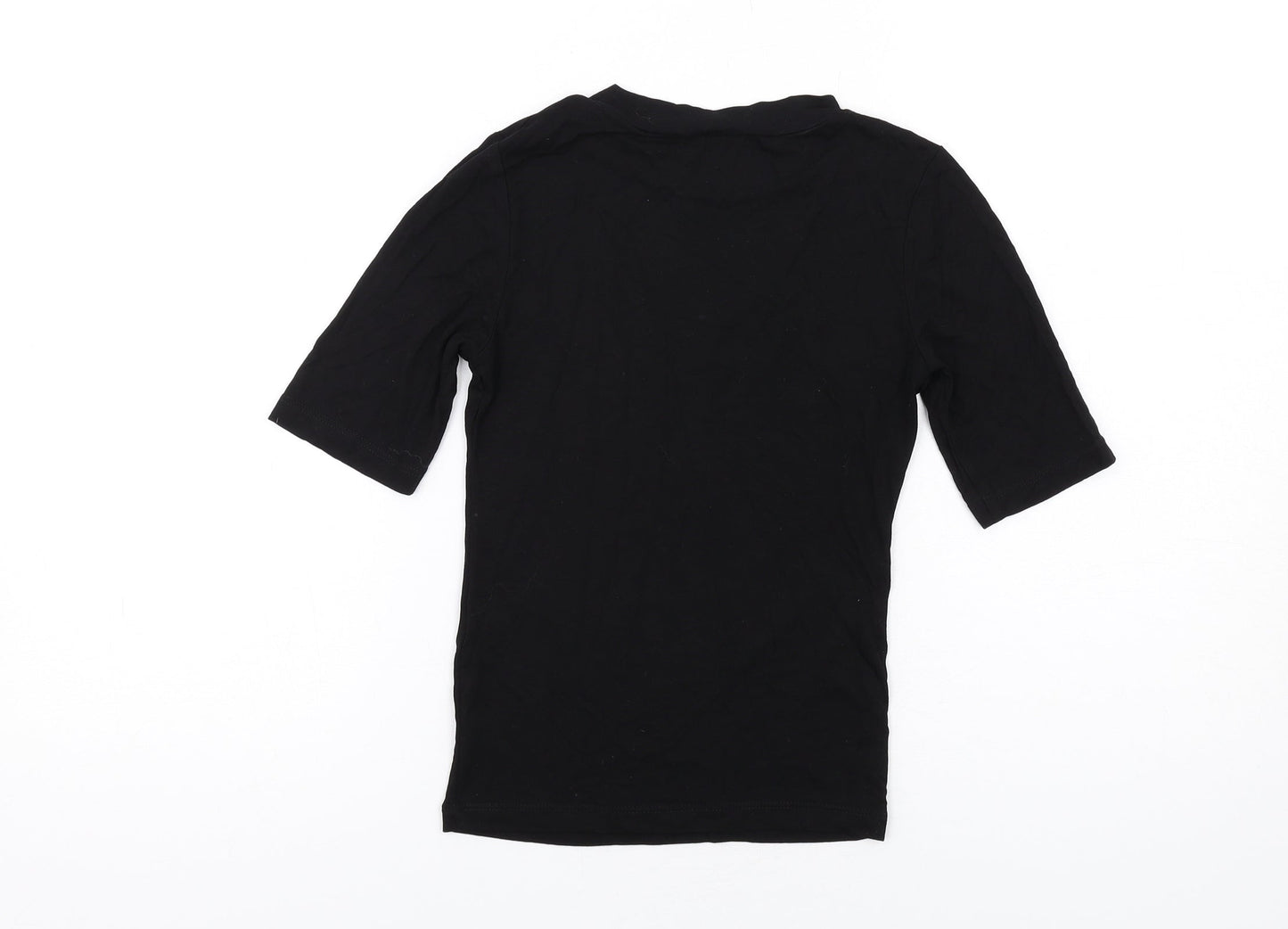 COLLUSION Womens Black Cotton Basic T-Shirt Size 4 Mock Neck