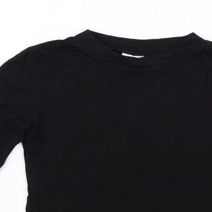 Collusion Womens Black Cotton Basic T-Shirt Size 4 Mock Neck