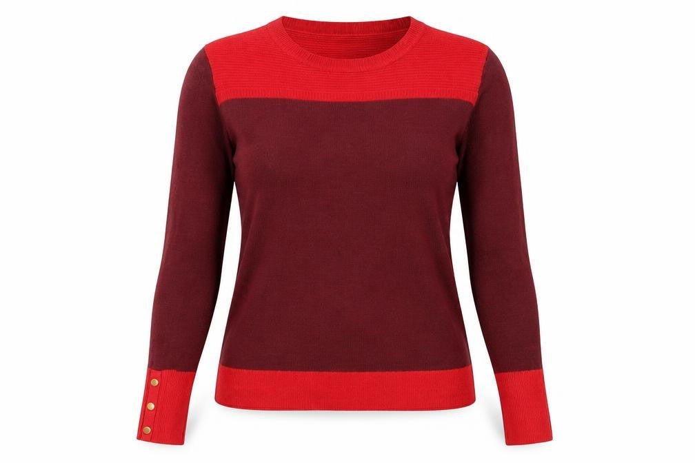 Classic Womens Red Round Neck Acrylic Pullover Jumper Size 8