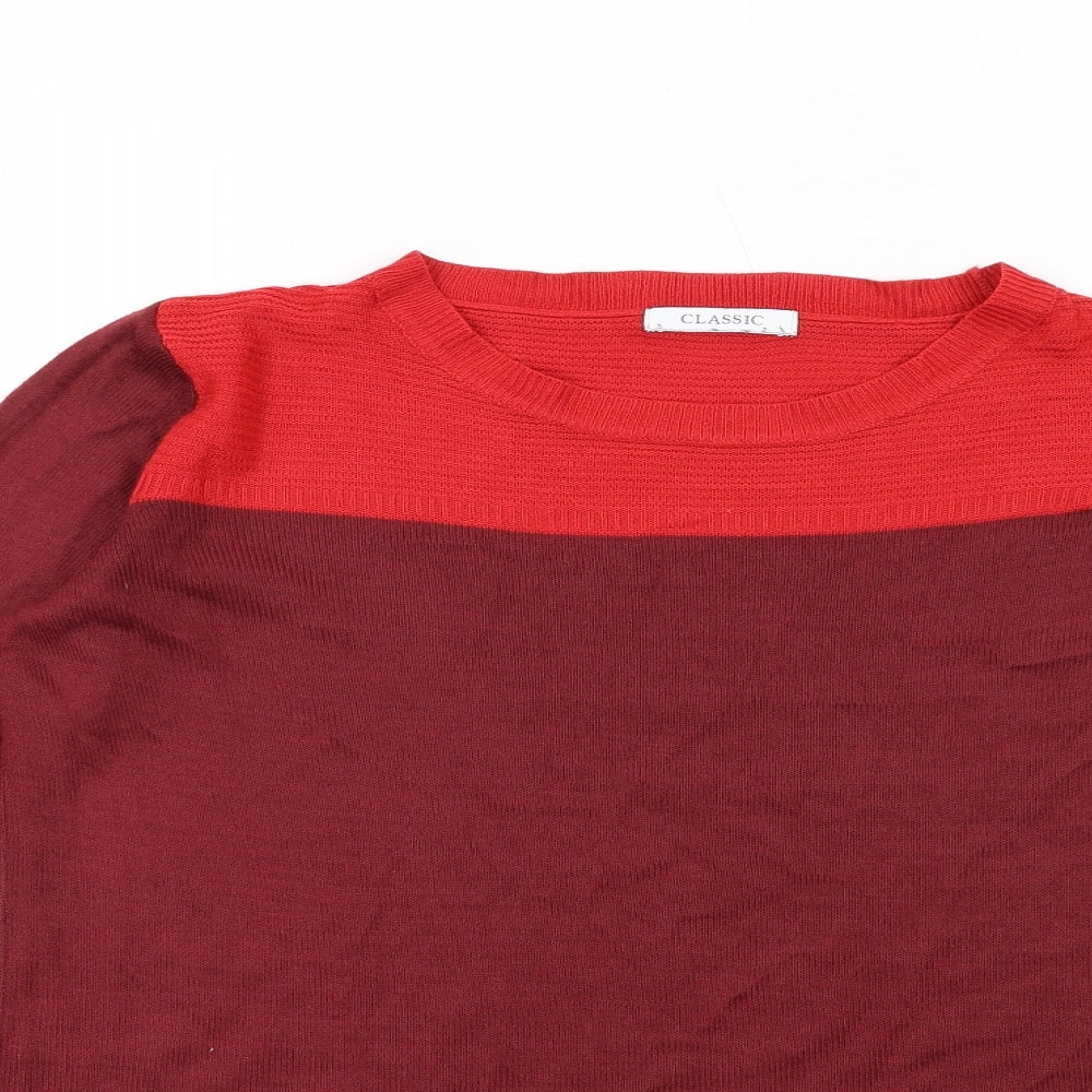 Classic Womens Red Round Neck Acrylic Pullover Jumper Size 8
