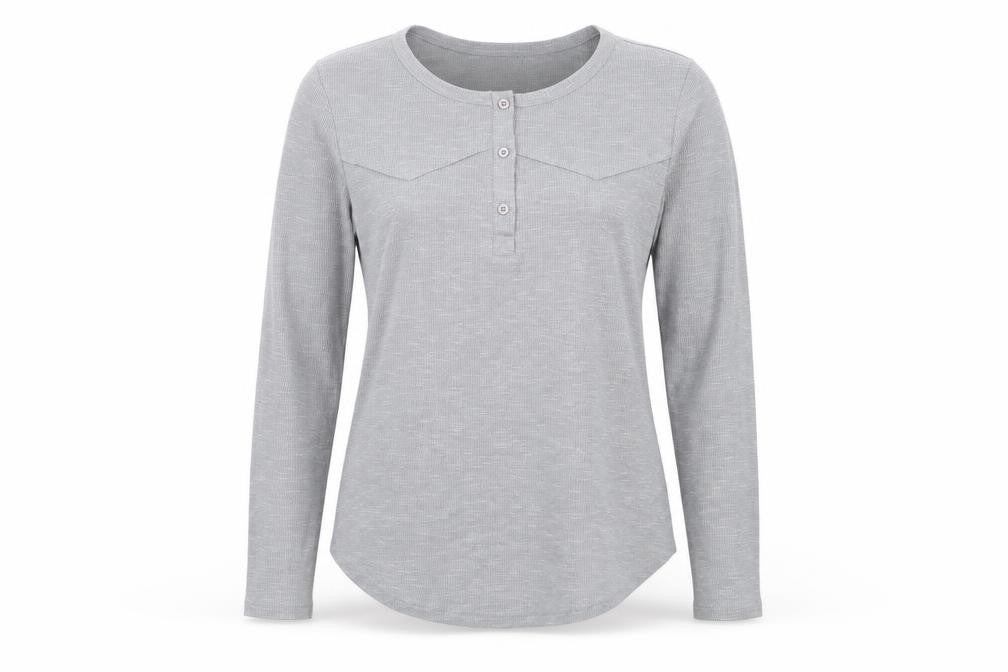 Reoria Womens Grey Viscose Basic T-Shirt Size L Round Neck