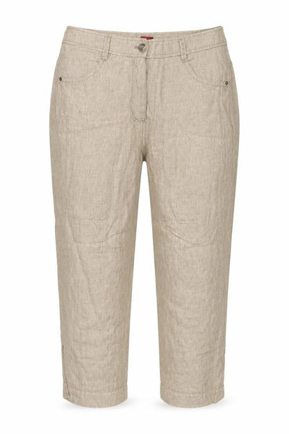 Olsen Womens Brown Linen Trousers Size 12 L23 in Regular Zip