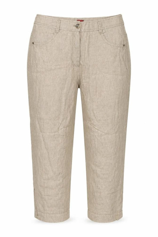 Olsen Womens Brown Linen Trousers Size 12 L23 in Regular Zip
