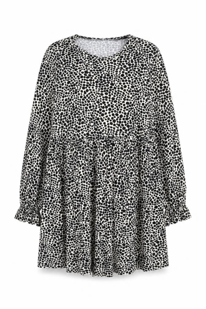 New Look Womens Black Geometric Polyester A-Line Size 10 Round Neck Pullover