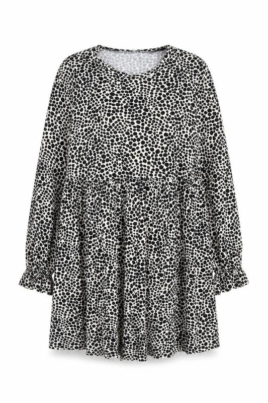 New Look Womens Black Geometric Polyester A-Line Size 10 Round Neck Pullover