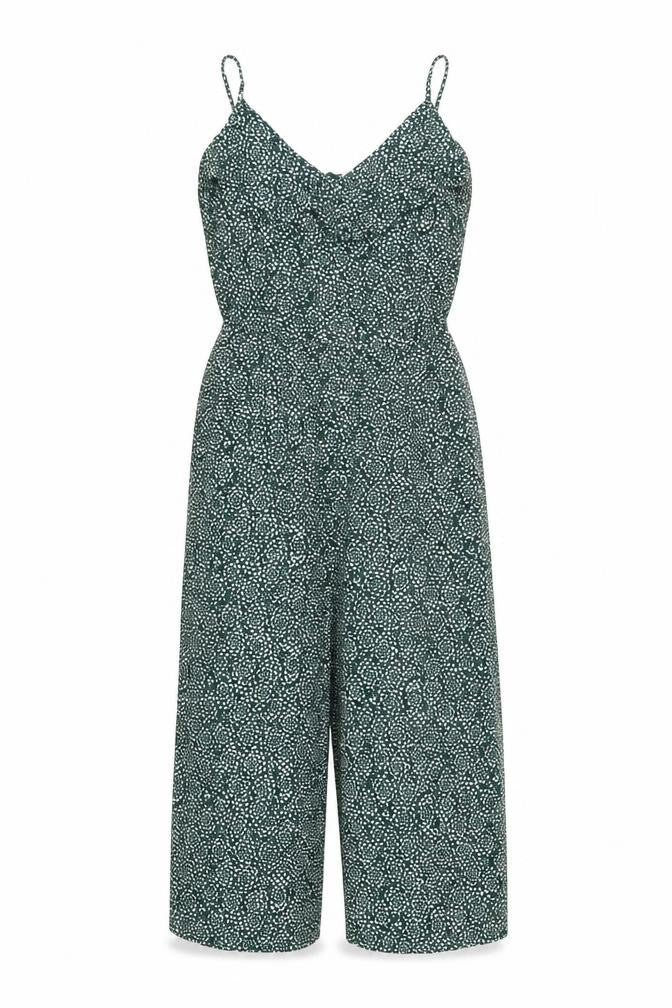 NEXT Womens Green Geometric Polyester Jumpsuit One-Piece Size 6 Zip