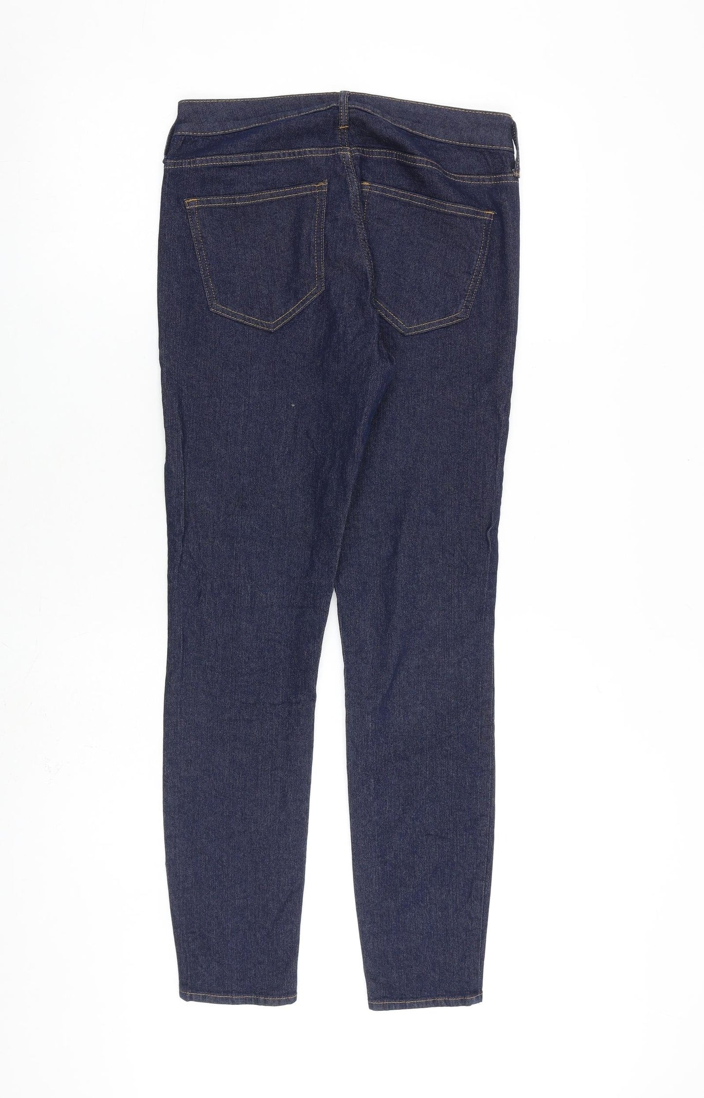 H&M Womens Blue Cotton Skinny Jeans Size 10 L28 in Regular Zip
