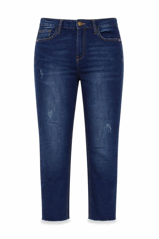 Denim & Co. Womens Blue Cotton Straight Jeans Size 12 L24 in Regular Zip