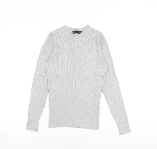 Marks and Spencer Womens Grey Round Neck Viscose Pullover Jumper Size 10