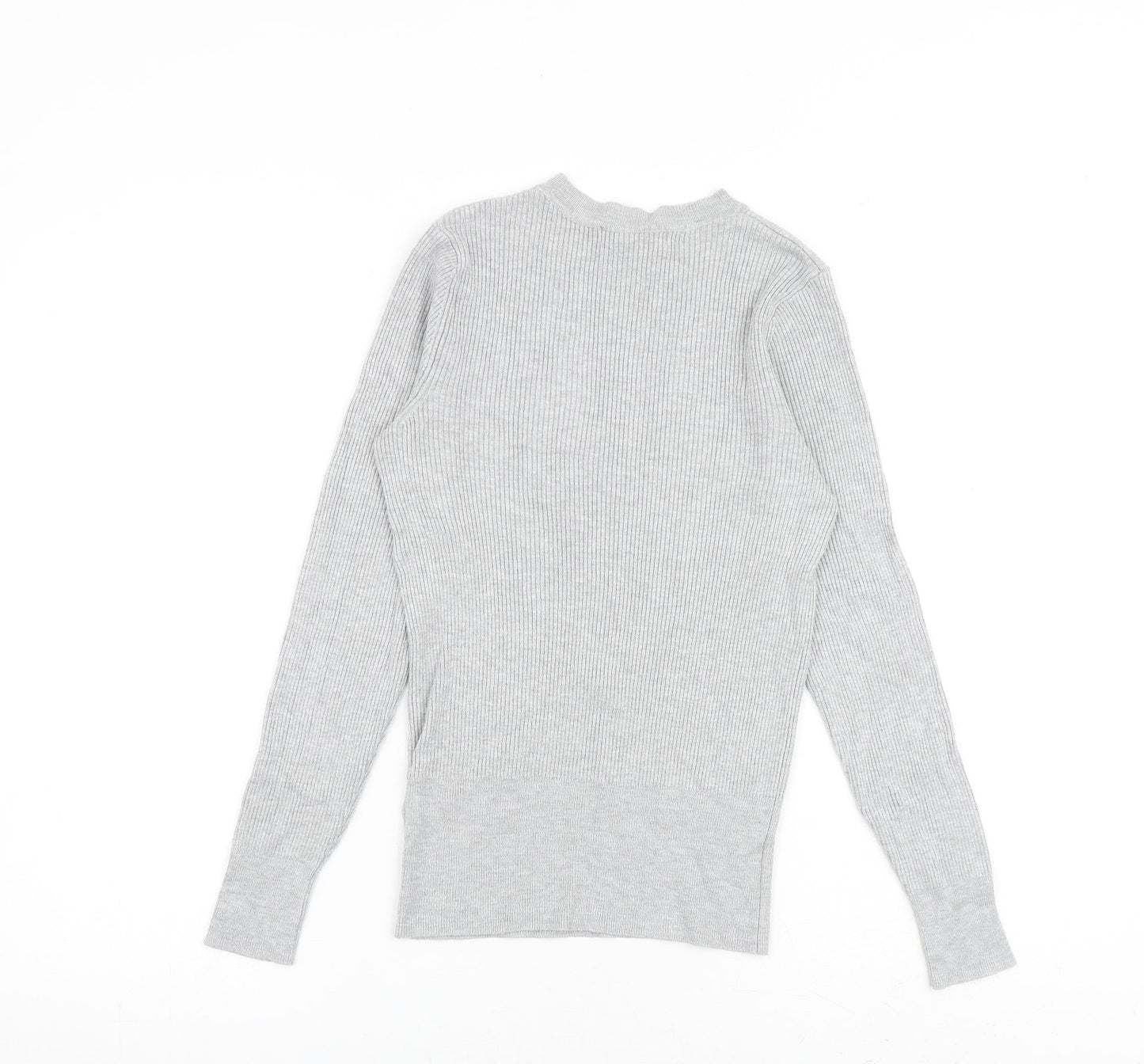 Marks and Spencer Womens Grey Round Neck Viscose Pullover Jumper Size 10