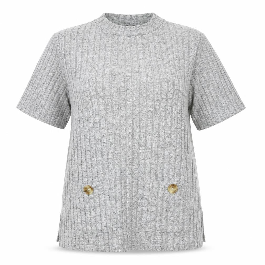 Dorothy Perkins Womens Grey Viscose Basic T-Shirt Size 14 Round Neck