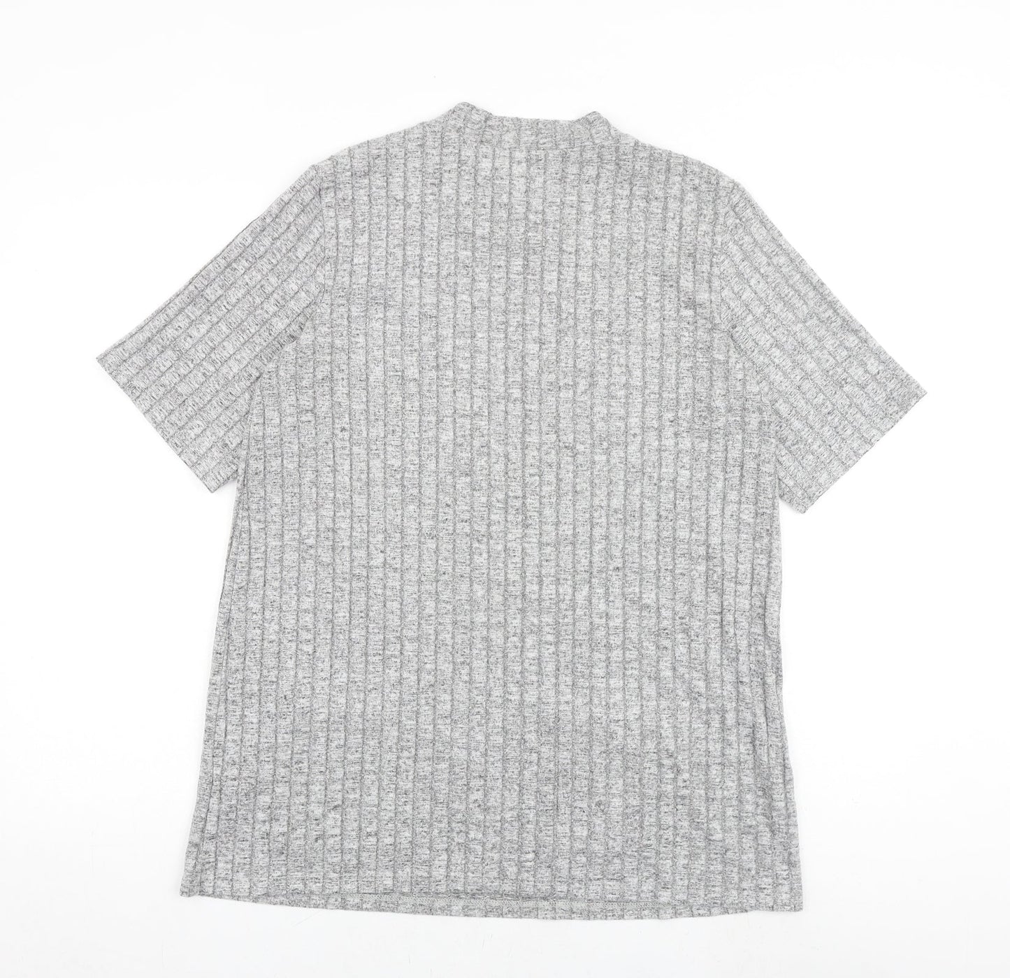 Dorothy Perkins Womens Grey Viscose Basic T-Shirt Size 14 Round Neck