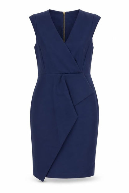 Next Womens Blue Polyester Shift Size 10 V-Neck Zip