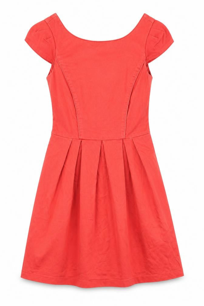 Dorothy Perkins Womens Red Cotton Shift Size 8 Round Neck Zip