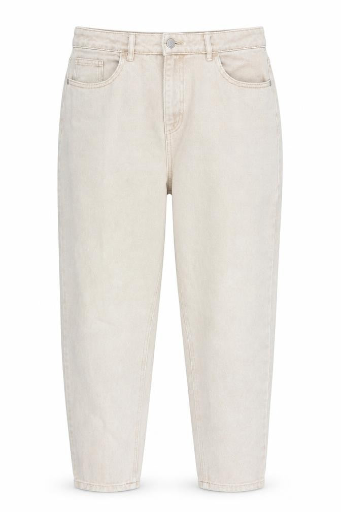 Next Womens Beige Cotton Tapered Jeans Size 12 L26 in Regular Zip