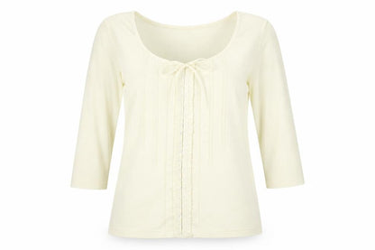 Bonmarché Womens Ivory Polyester Basic T-Shirt Size M Round Neck