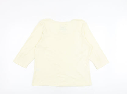 Bonmarché Womens Ivory Polyester Basic T-Shirt Size M Round Neck