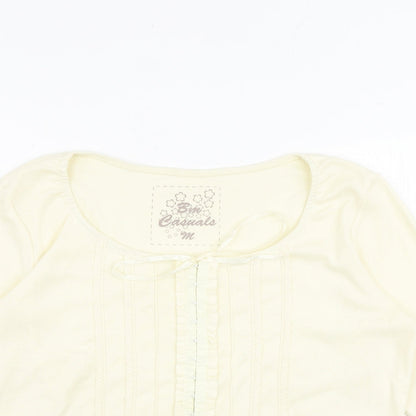 Bonmarché Womens Ivory Polyester Basic T-Shirt Size M Round Neck