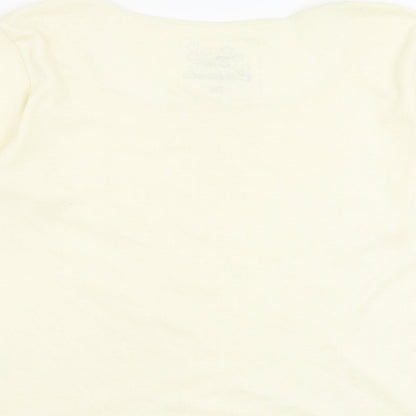 Bonmarché Womens Ivory Polyester Basic T-Shirt Size M Round Neck
