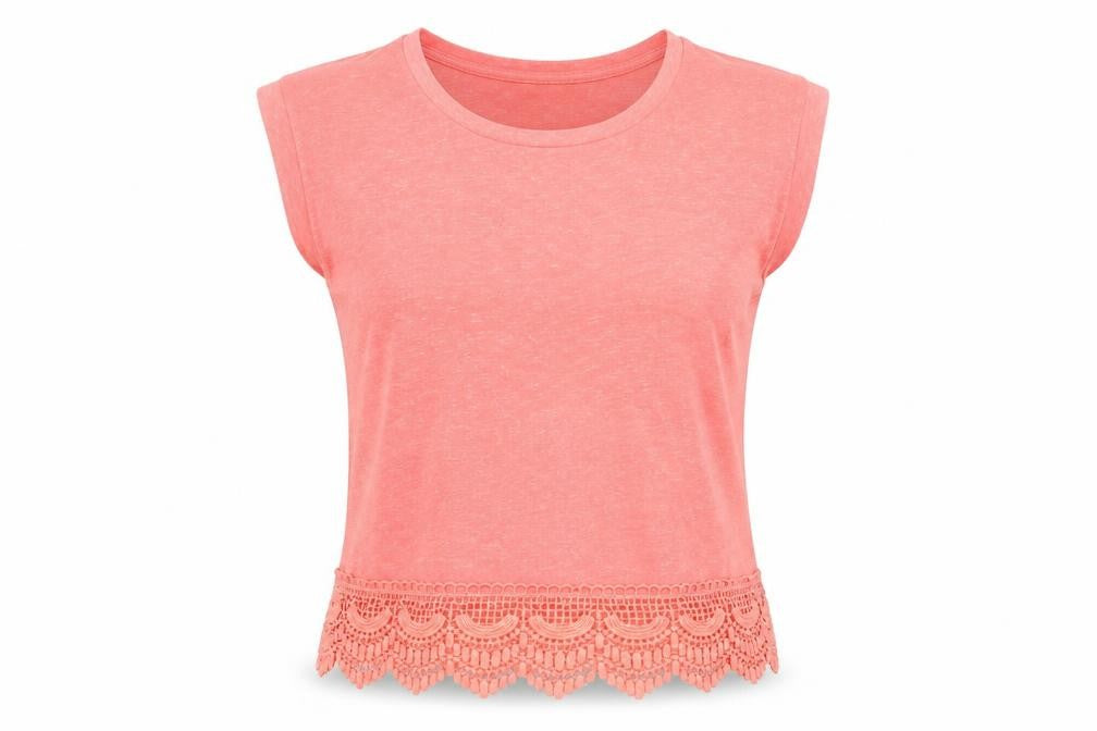 New Look Womens Pink Polyester Basic T-Shirt Size 10 Round Neck