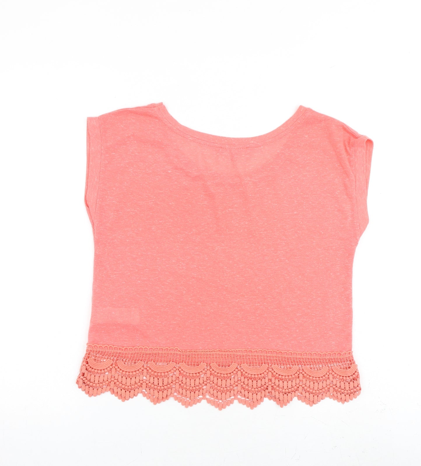 New Look Womens Pink Polyester Basic T-Shirt Size 10 Round Neck