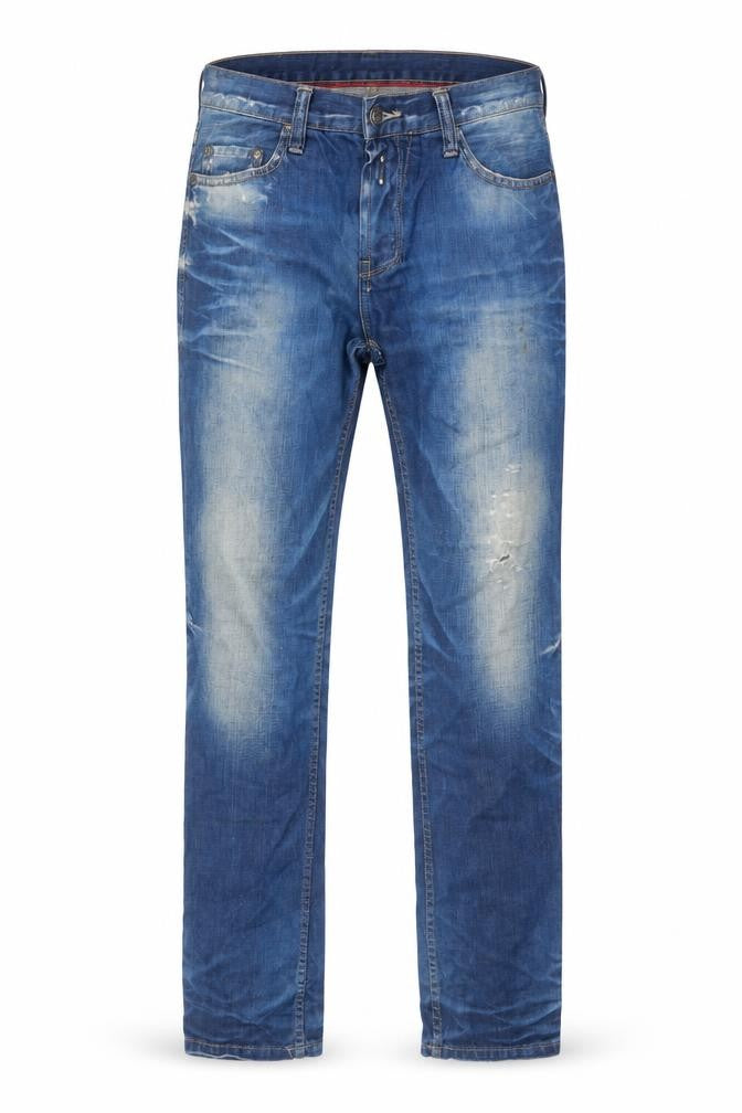 Pull&Bear Mens Blue Cotton Straight Jeans Size 32 in L32 in Regular Button