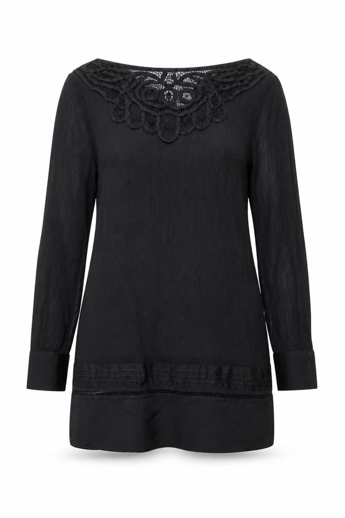 Monsoon Womens Black Polyester Basic Blouse Size 12 Round Neck