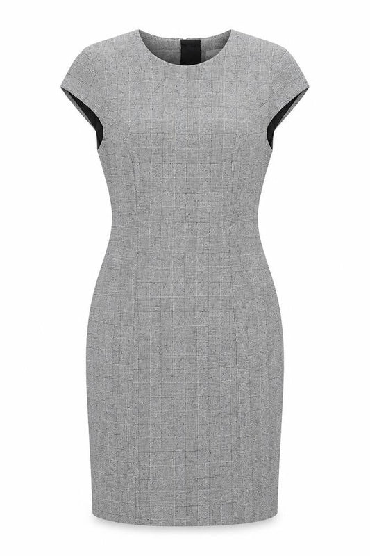 H&M Womens Grey Plaid Polyester Shift Size 10 Round Neck Zip