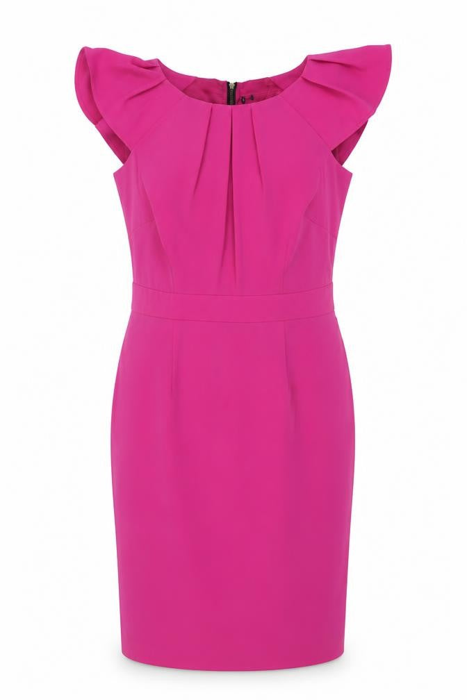 Marks & Spencer Womens Pink Polyester Shift Size 10 Boat Neck Zip