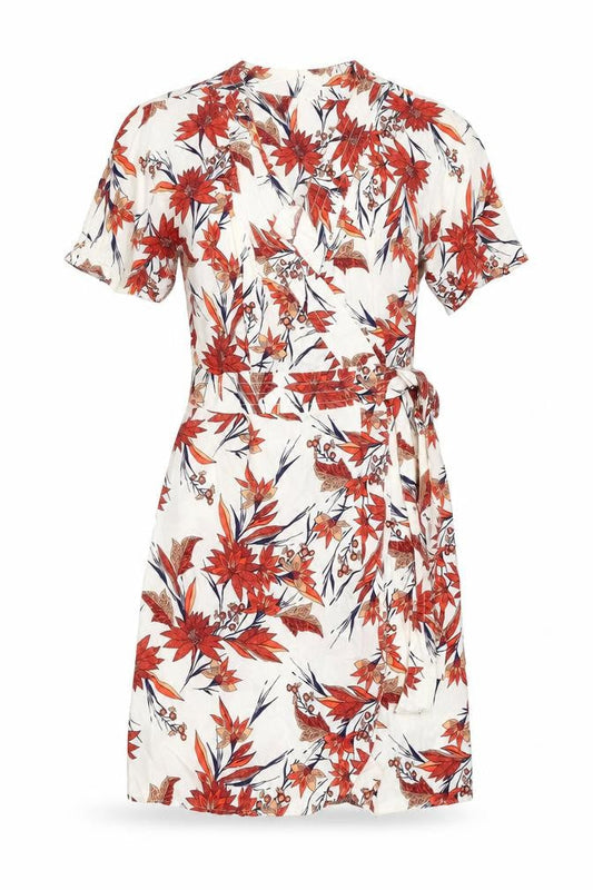 Marks & Spencer Womens Multicoloured Floral Viscose Wrap Dress Size 8 V-Neck Button