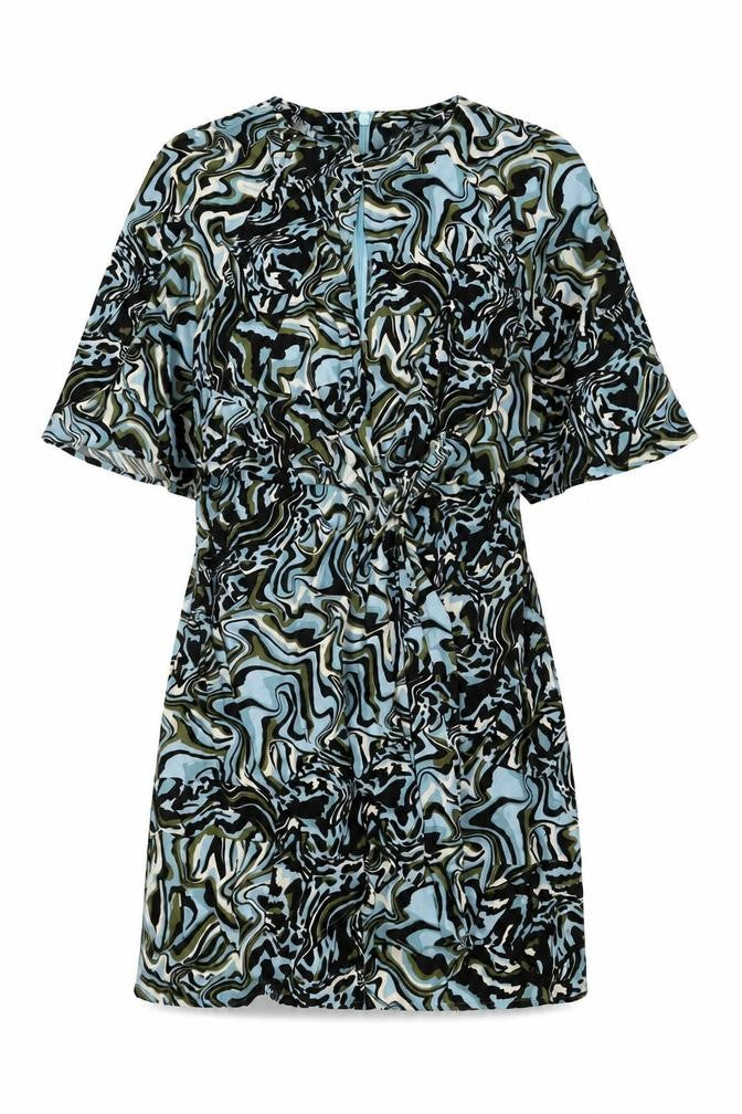 NEXT Womens Multicoloured Geometric Viscose A-Line Size 10 Round Neck Zip