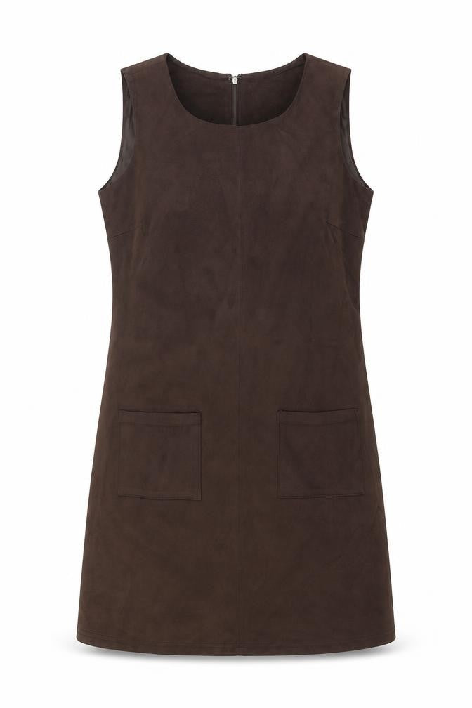 M&Co Womens Brown Polyester Shift Size 10 Round Neck Zip