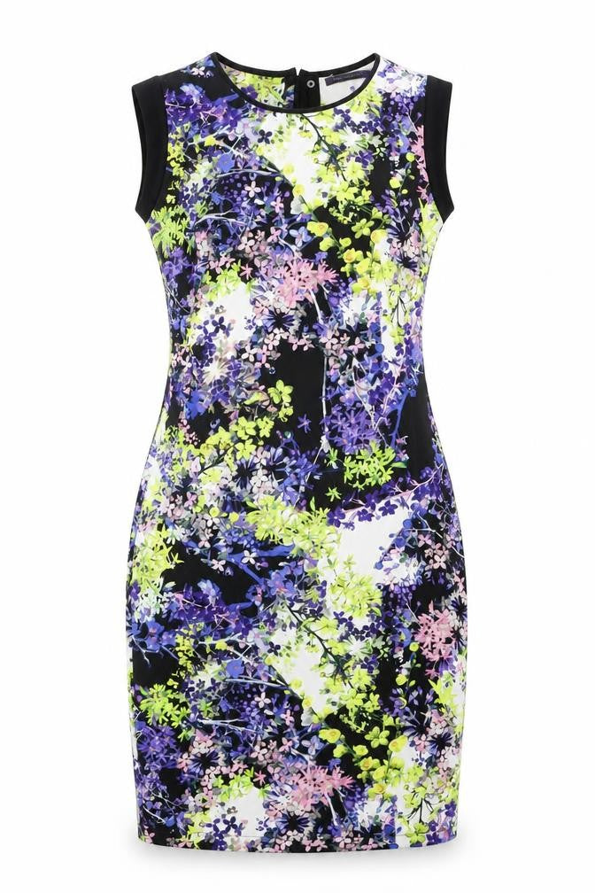Marks & Spencer Womens Multicoloured Floral Polyester Shift Size 12 Round Neck Zip