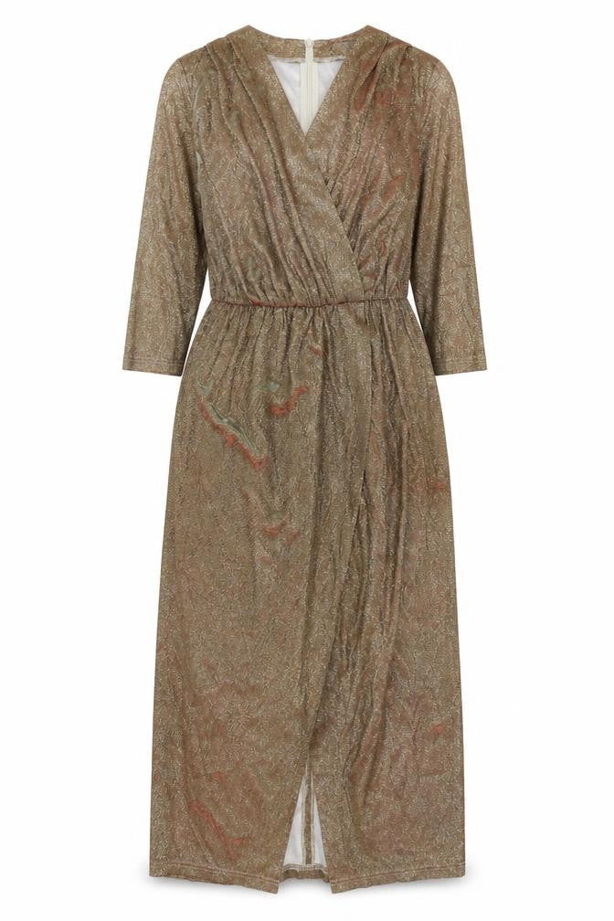 Nasty Gal Womens Gold Polyester A-Line Size 10 V-Neck Zip