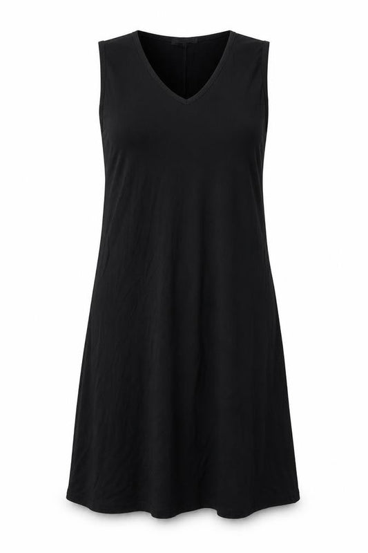 PRETTYLITTLETHING Womens Black Viscose Tank Dress Size 4 V-Neck Pullover