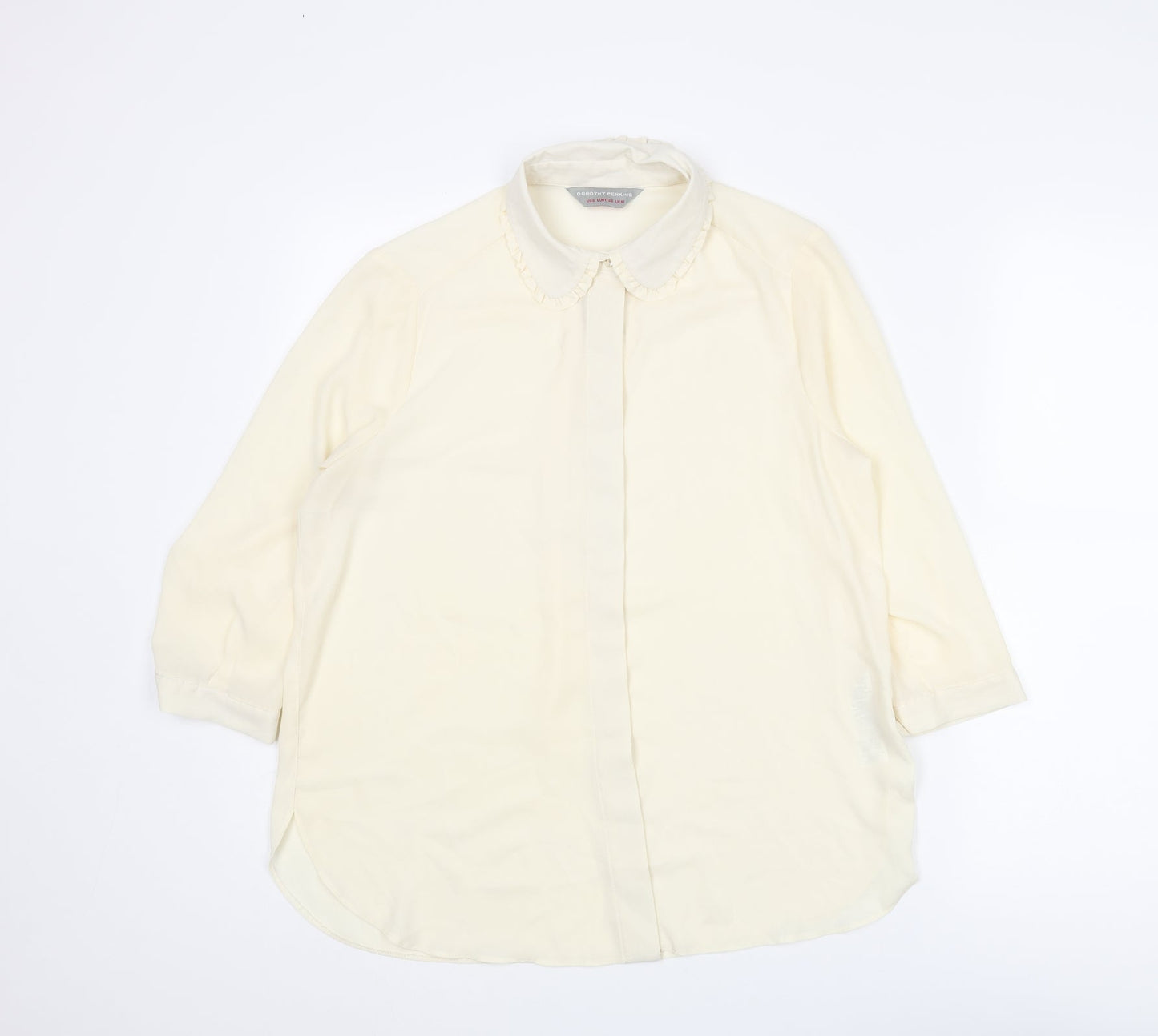 Dorothy Perkins Womens Ivory Polyester Basic Button-Up Size 10 Collared