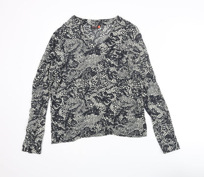 Additional front view of Only women’s grey animal print polyester basic t-shirt, size UK 10, v-neck
