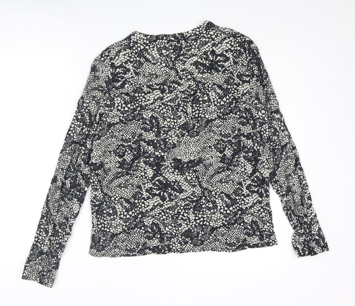Only Womens Grey Animal Print Polyester Basic T-Shirt Size 10 V-Neck