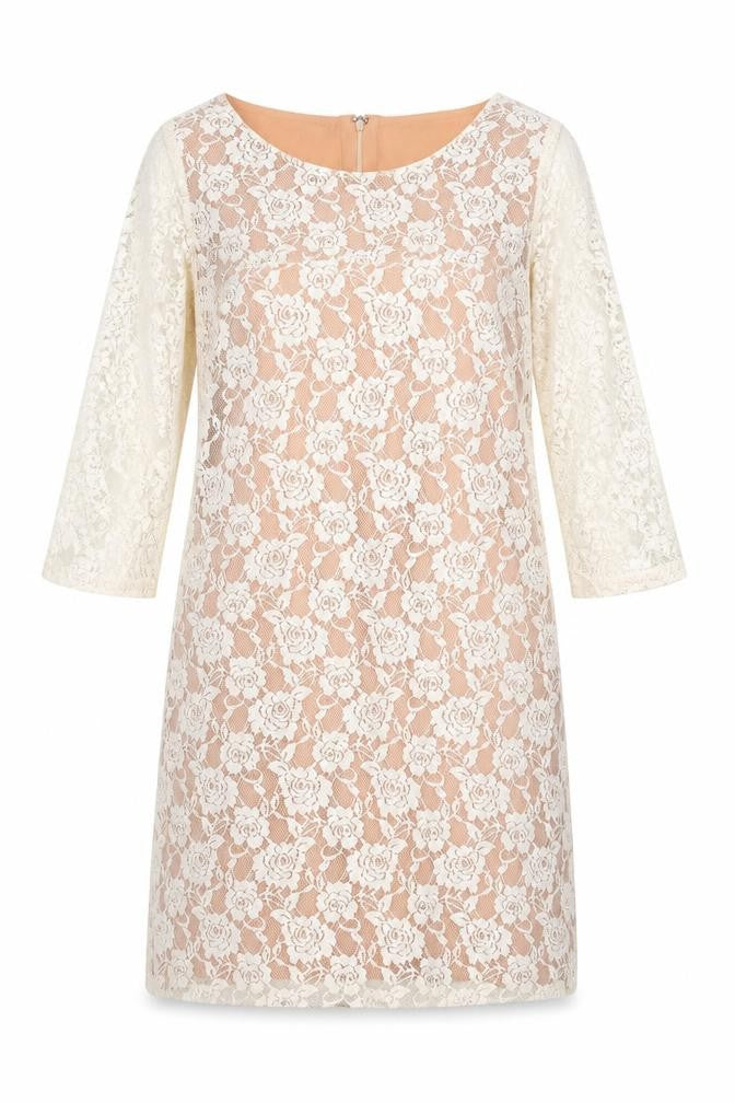 Sepia Womens Ivory Cotton Shift Size M Boat Neck Zip