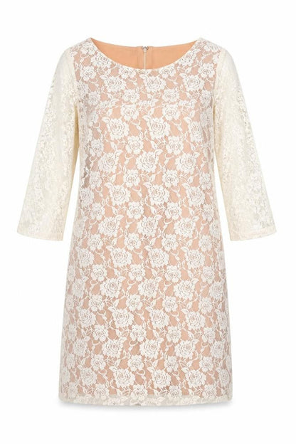 Sepia Womens Ivory Cotton Shift Size M Boat Neck Zip