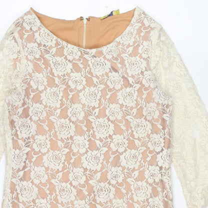 Sepia Womens Ivory Cotton Shift Size M Boat Neck Zip