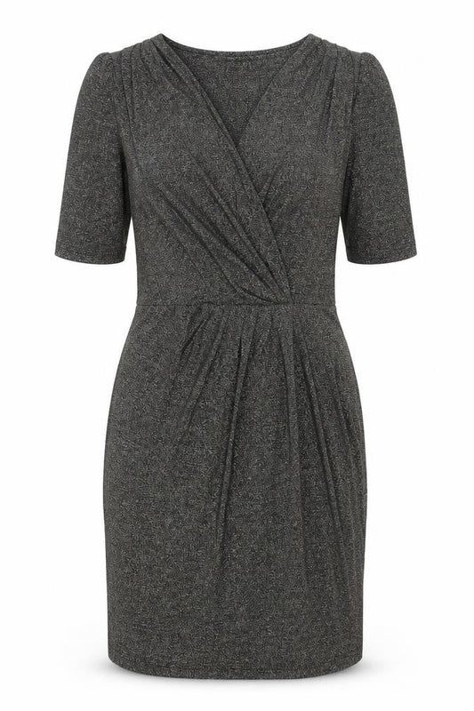 Oasis Womens Grey Polyamide Pencil Dress Size L V-Neck Pullover
