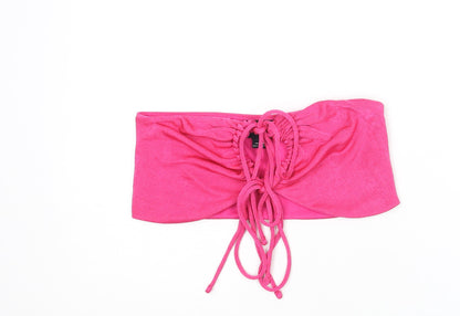 Monki Womens Pink Polyester Cropped Tank Size S Off the Shoulder