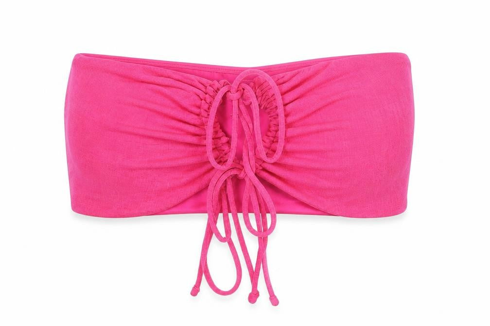 Monki Womens Pink Polyester Cropped Tank Size S Off the Shoulder